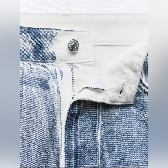 NEW ZARA WOMAN TRE MID WAIST LOOSE FOIL JEANS BLUE WITH WHITE 26 (US 2) - Picture 10 of 10